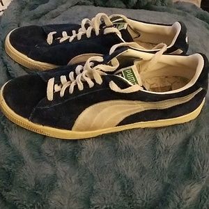 Mens Vintage Navy Suede Puma Classics